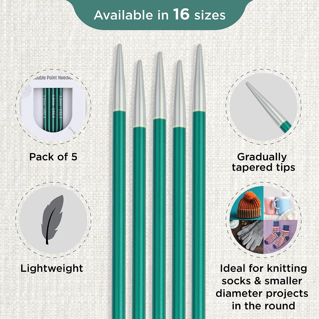KnitPro Zing Double Pointed Needles 8" (20cm)