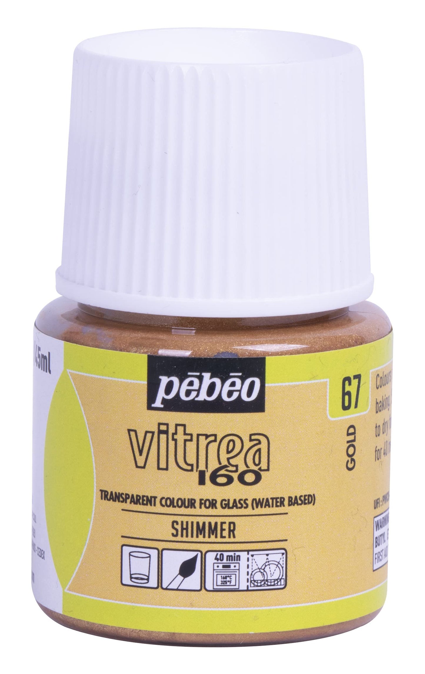 Pebeo Vitrea 160 Glass Paint - Water-Based Transparent High-Gloss Color Paints for Glass, Non-Toxic & Heat Safe, 45 ml Bottle