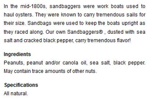 Blue Crab Bay "Sandbaggers" - Gourmet Virginia Peanuts with Sea Salt & Cracked Pepper, 12 Oz. Tin (4-Pack)