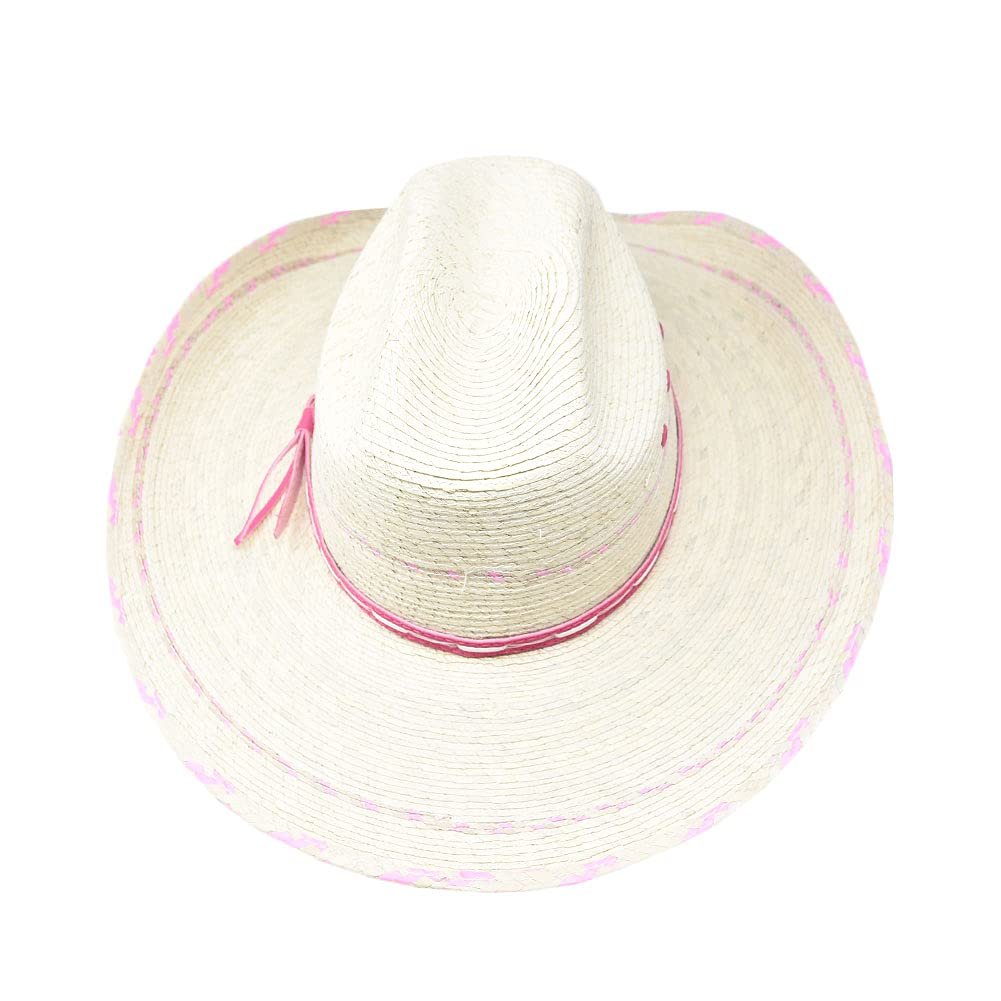 Bullhide Hats Girls' Candy Kisses 10x Palm Leaf Straw Cowboy Hat, Natural/Pink, One Size