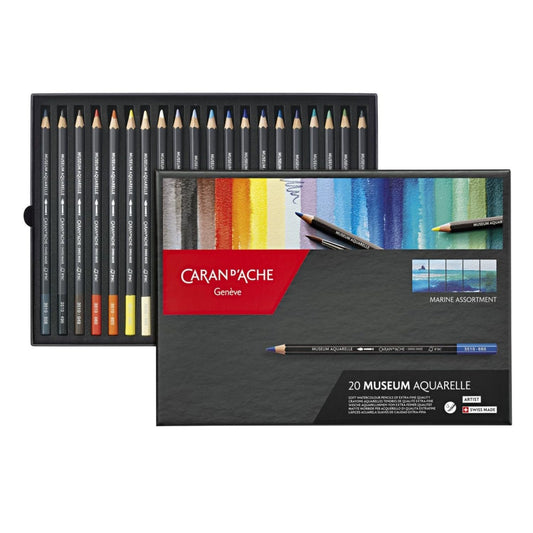 Caran d'Ache 3510-420 Colored Pencils, Water Soluble Museum Aquarel, Set of 20 Colors, Landscape Paper Box, Genuine Import Parent