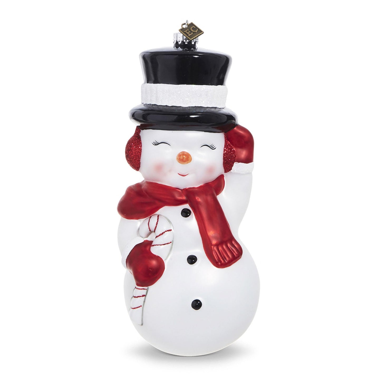 RAZ Imports EC Snowman Blow Mold Ornament, 8-inch Height, Glass