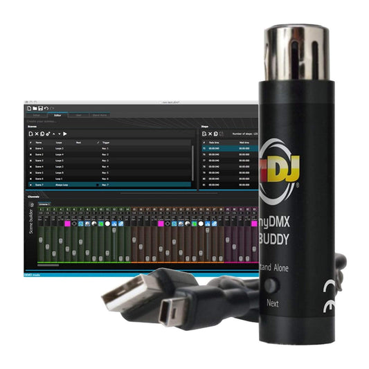 256 DMX chanl, software base MYDMX BUDDY DMX PLUG IN