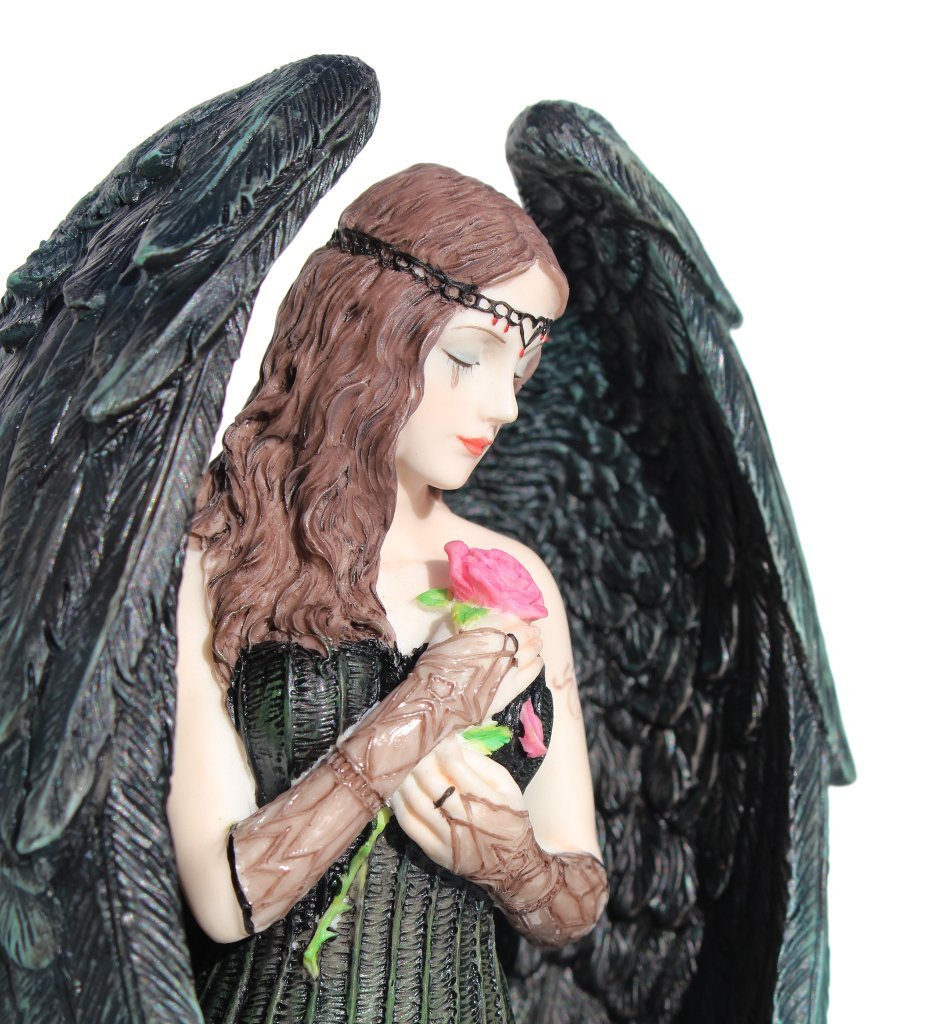 Nemesis Now Ltd Anne Stokes ANGEL ROSE Statue, Fantasy Art Figure 8 1/2-in Pink, Blue, Green, Black, Beige, Brown