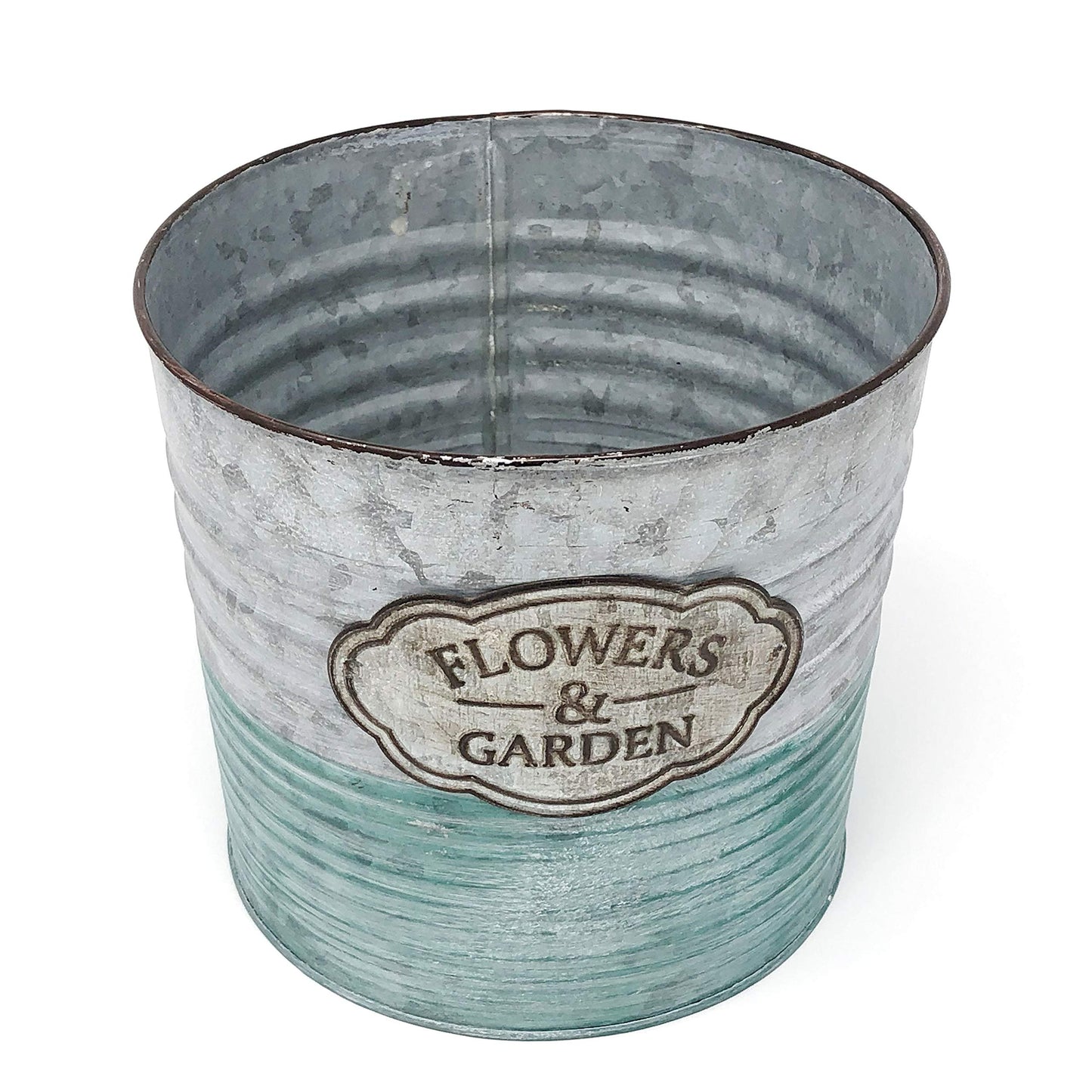allgala 8" Galvanized Planter Pot Indoor and Outdoor Decoration