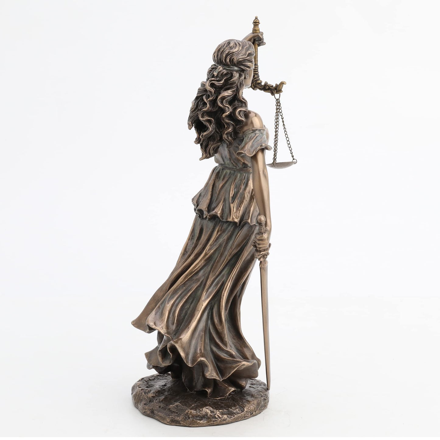Unicorn Studio 13 1/4" Blindfold Lady Justice Holding Sword and Scale Resin Sculpture Bronze Finish