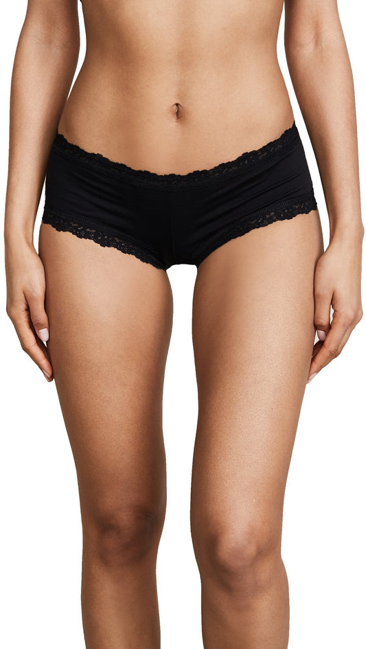 hanky panky Women's Organic Cotton Boyshort W/Lace