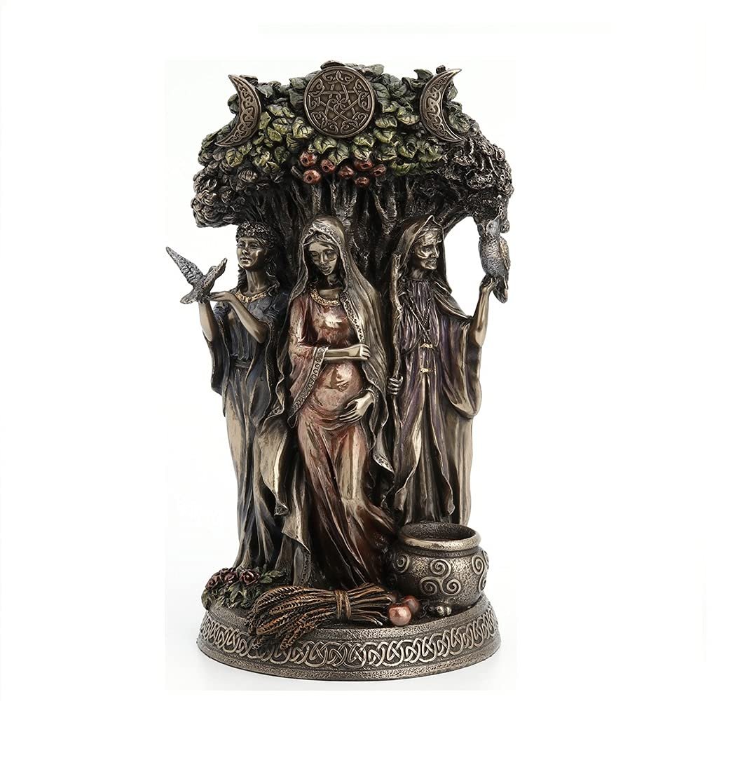 Veronese Resin Statues Danu Irish Triple Goddess of The Tuatha De Danann Statue 6 X 10.5 X 5 Inches