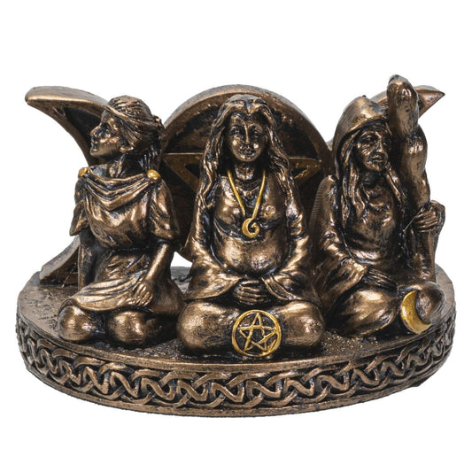 Pacific Trading Company Mother Maiden Crone Business Card Holder for Women, Hand Painted Celtic Triple Goddess Desktop Name Cards Display Organizer, 3 1/2 inch x 2 1/2 inch x 2 3/8 inch