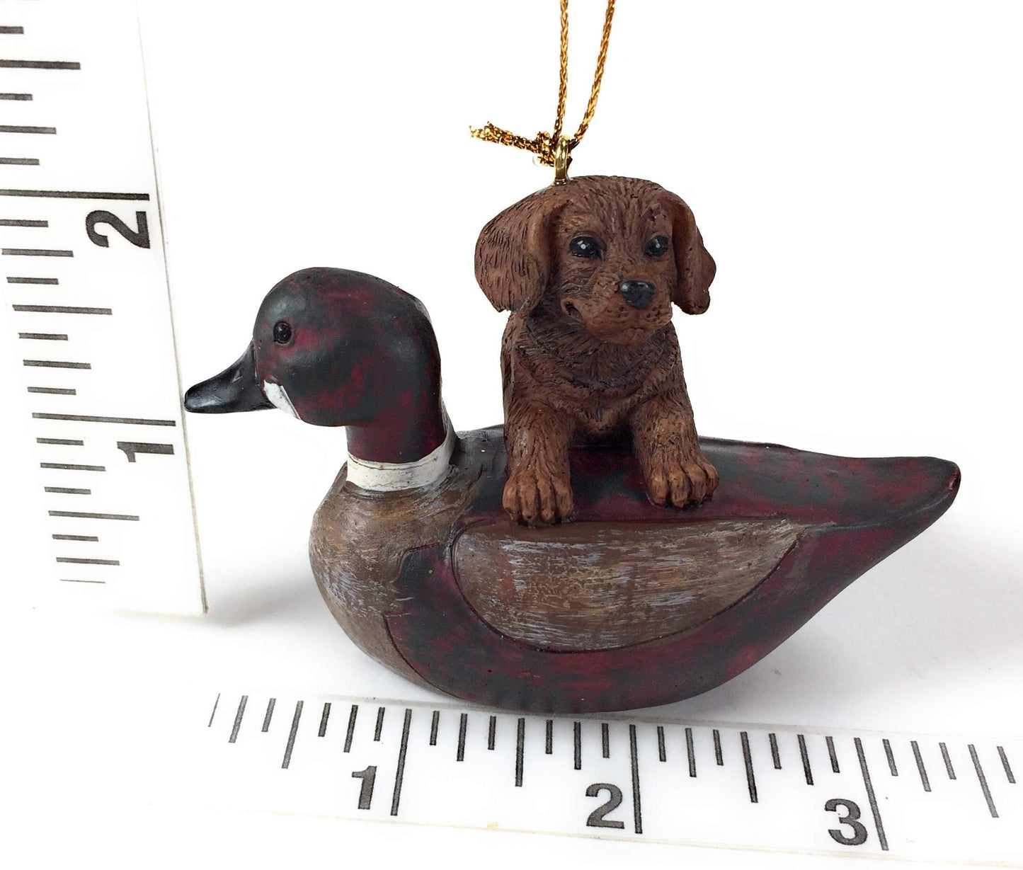 Kurt Adler Puppy W/Duck Decoy Ornament - 3 Assorted: Brown, TAN and Black