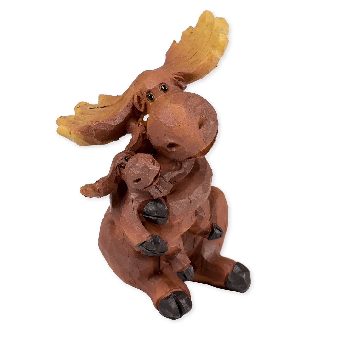 Slifka Sales Co. Mama Moose Hugging Baby 4 x 3 x 2 Inch Resin Crafted Tabletop Figurine