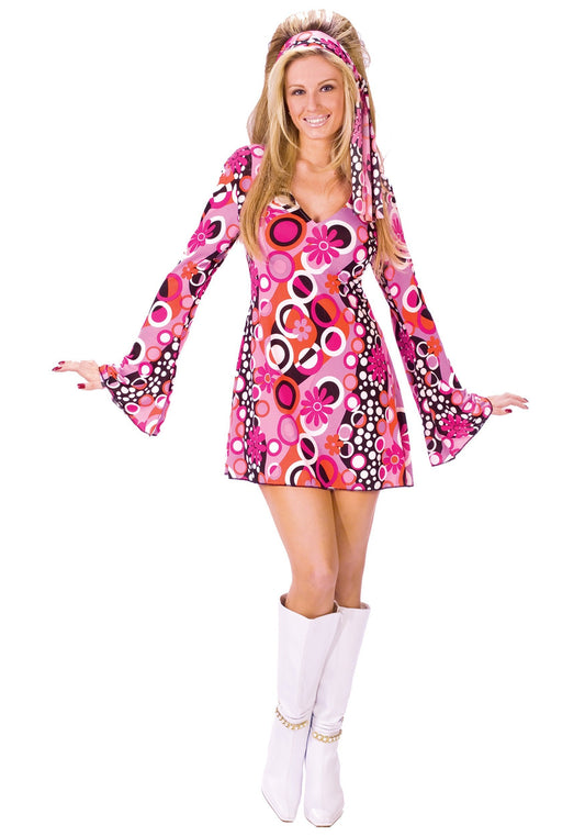Fun World womens Feelin Groovy Adult Costume, Pink, Small Medium US