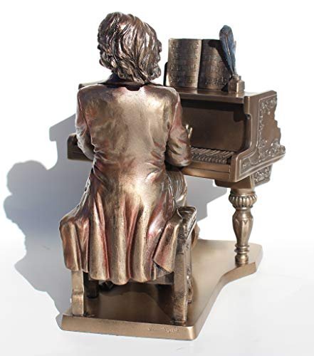 Religious Gifts Polish Music Composer Frederic Chopin Playing Piano 8 3/4 Inch Cold Cast Bronze Figurine Statue