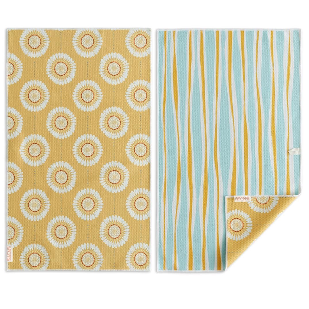 WerkShoppe Sunflower Chains Kitchen Towel - Quick Dry Microfiber