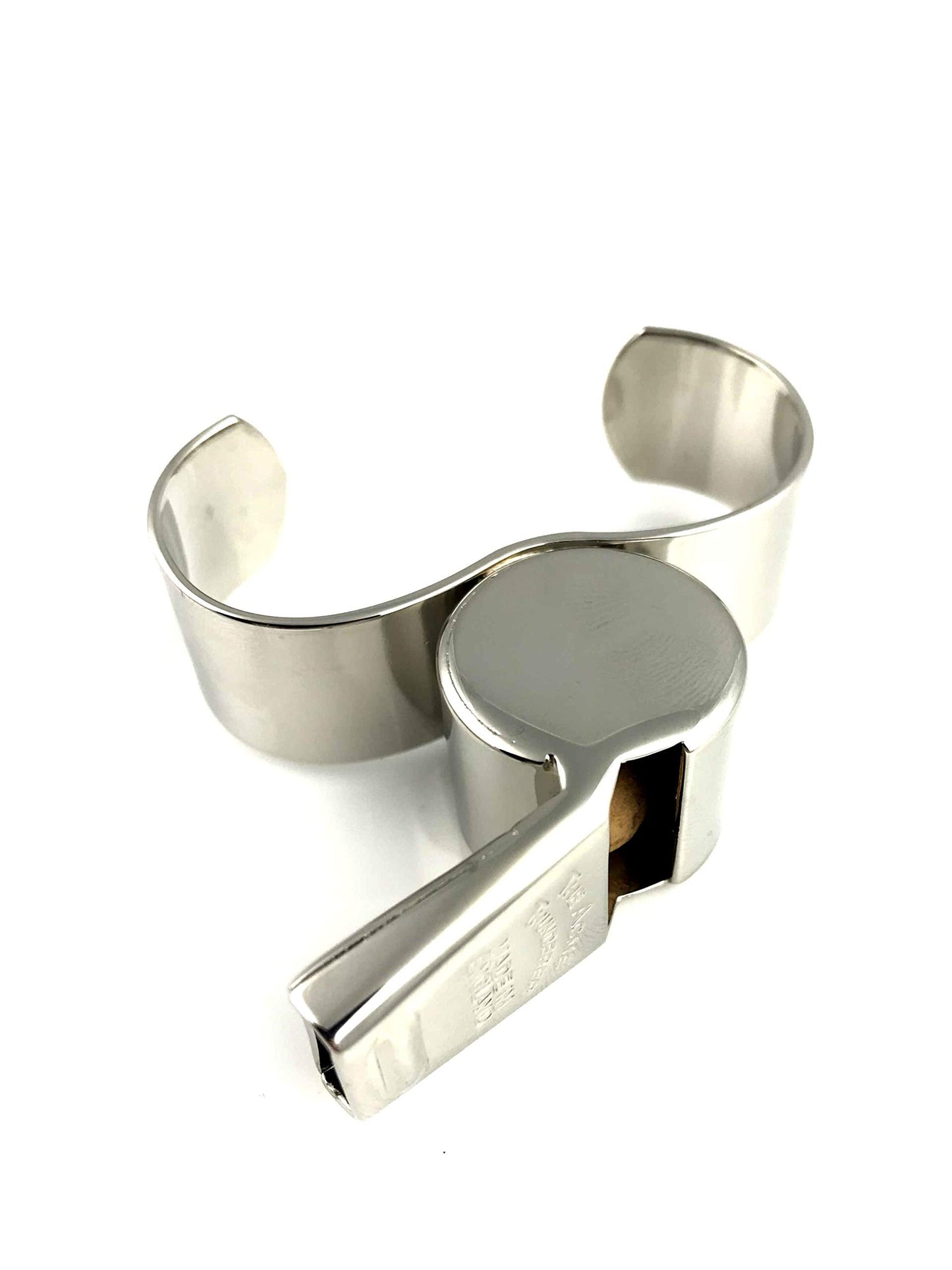 ACME Thunderer Nickel Plated Whistle, 5.0 inches, B Flat, Modern, Finger Grip, Waterproof Speed Pea