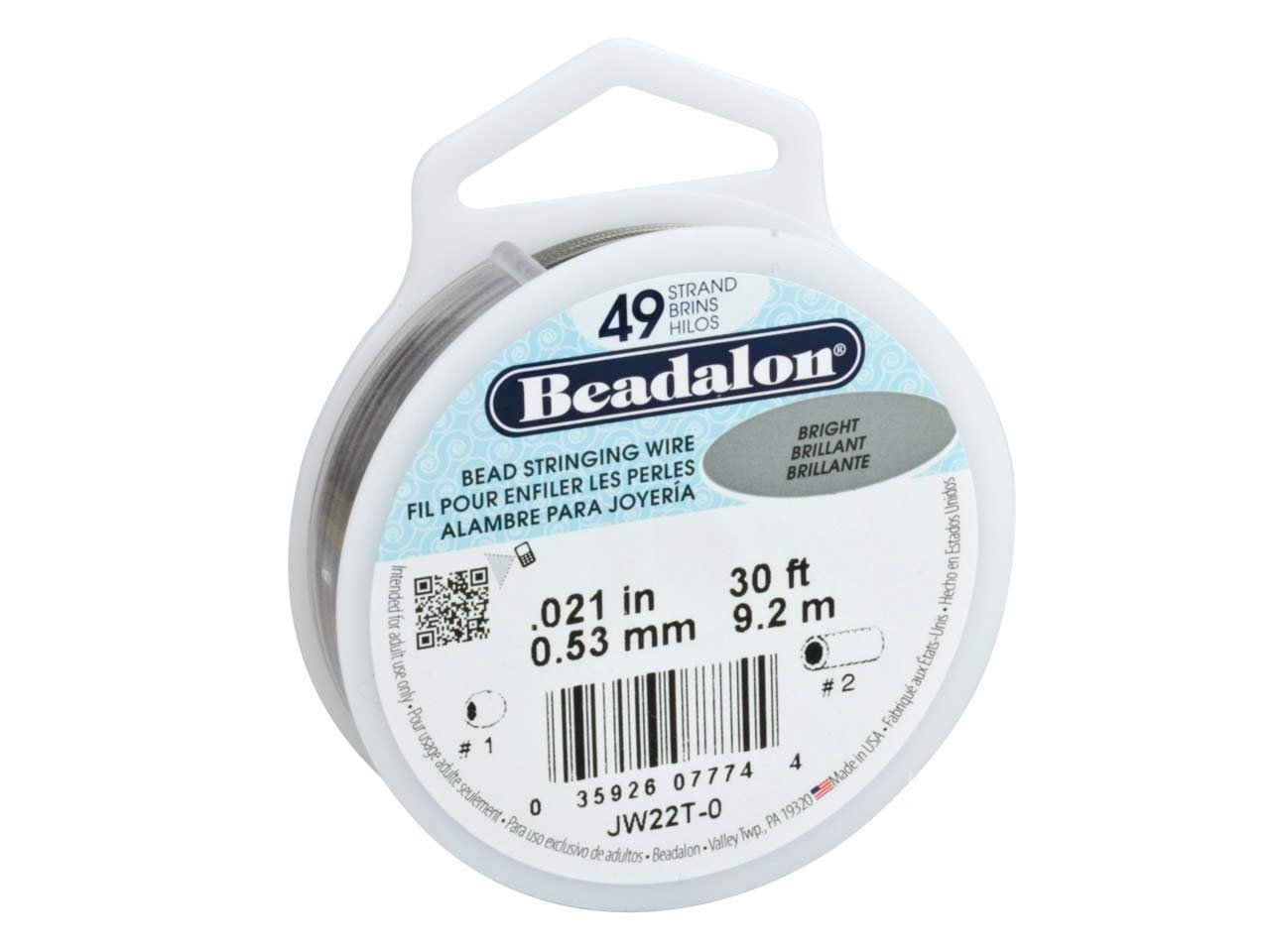 Beadalon - Beadalon 49 Strand Beading Wire .021" Bright 30ft