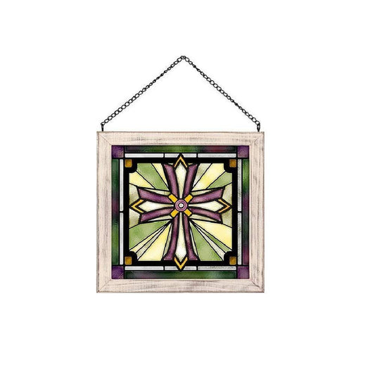 Wild Wings 5386497322 Royal Burst Cross Stained Glass Art, 9-inch Square