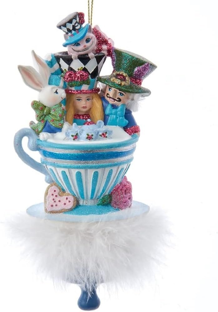 Kurt Adler 6.25-Inch Hollywood Hats Alice Teaparty Ornament