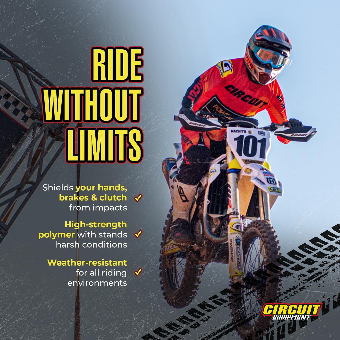 CIRCUIT EQUIPMENT - Universal Motorcycle Handguards - Italian Design, Durable, Weather-Resistant Nylon Brackets and Sleek Finish - Enhanced Control and Protection - Carbon Texture