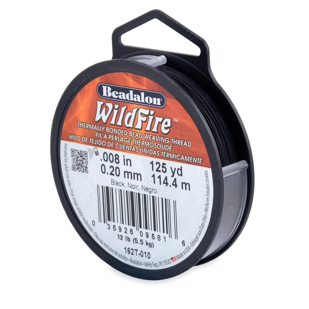 Beadalon Wildfire, 0.006 in, 0.15 mm, Break Strength 10 lb / 4.5 kg, Black, 125 yd / 114 m
