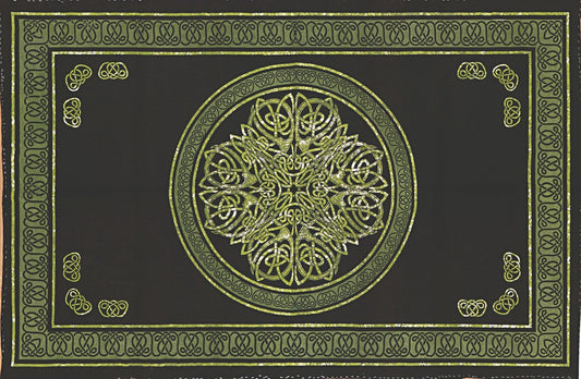 India Arts Celtic Circle Tapestry-Bedspread-Wall Hanging-Green, Black Green,
