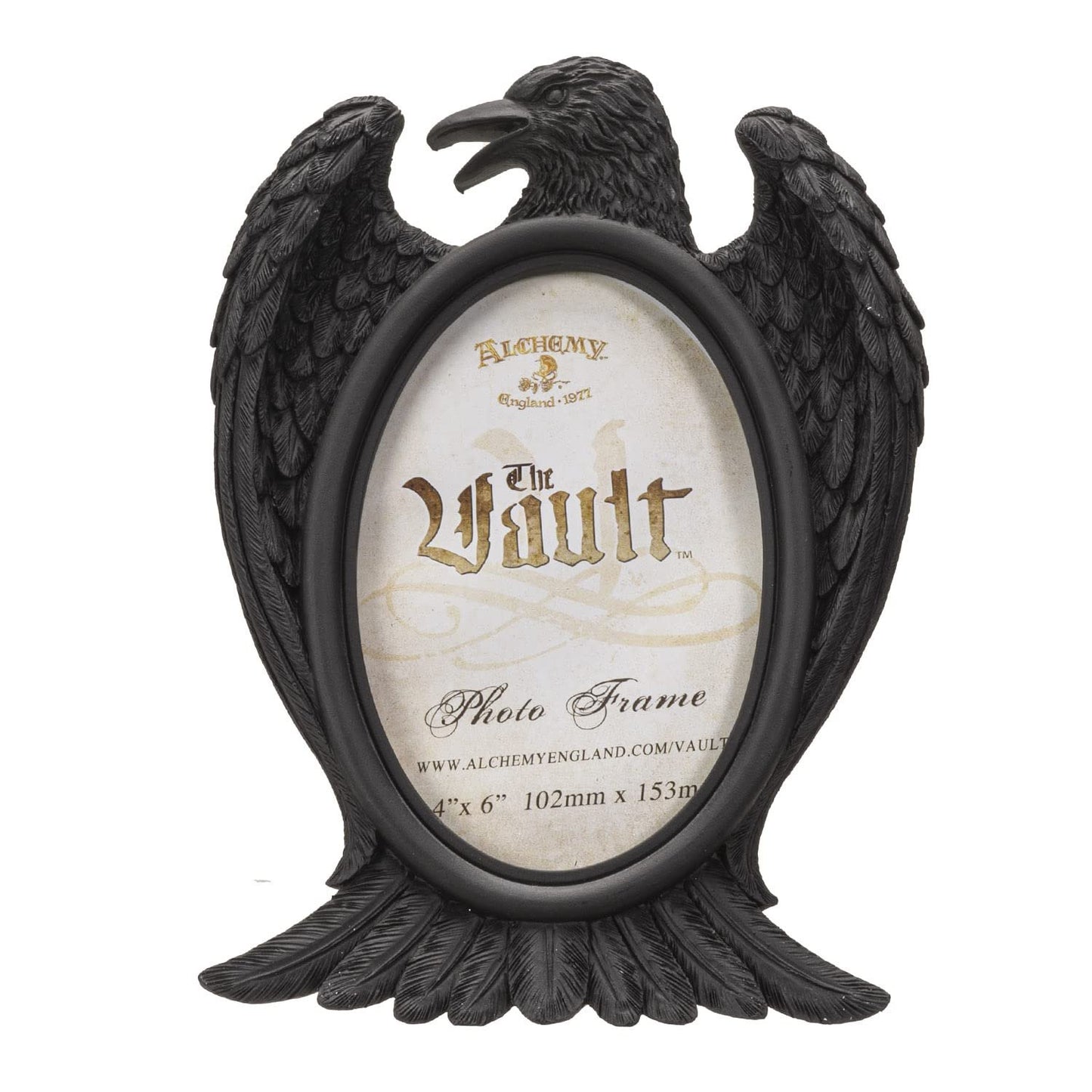 Pacific Giftware Black Raven Picture Frame, 8.86-inch Height, Resin, Holds 4x6 Photo, Black, Home Décor, Tabletop Décor, Halloween