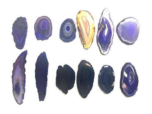 Zentron Crystals Colorful Set of 12 Polished Agate Slices in Velvet Bag