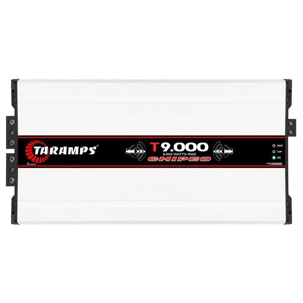 Taramps T 9.000 Chipeo 1 Ohm 9000 Watts Rms 12.6 Volts, Peak Power 11000 Watts Rms Monoblock Car Audio Amplifier - RCA Input Gain Control Smart Cooler