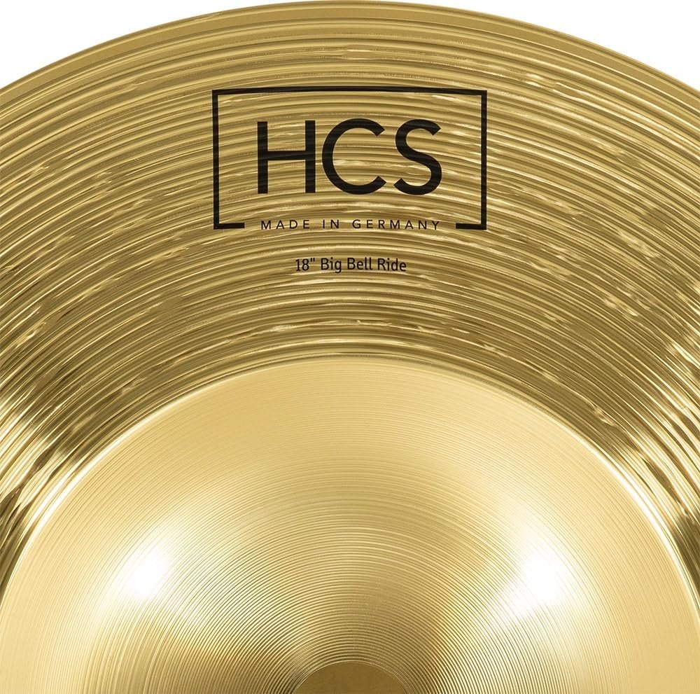 Meinl Cymbals HCS 18” Big Bell Ride Cymbal for Drum Set — Made in Germany — Traditional Finish Brass, 2-Year Warranty (HCS18BBR)