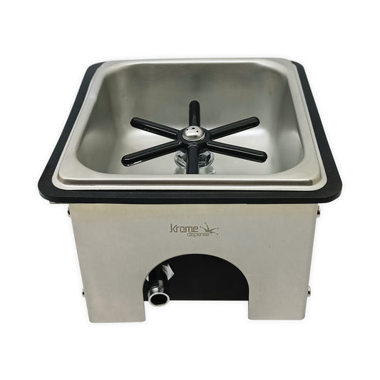 Krome Dispense Steaming Pitcher Rinser - Glass Cleaning Rinser Stainless Steel Counter Top 7.32″ x 6.85″ x 4.54″ - C334