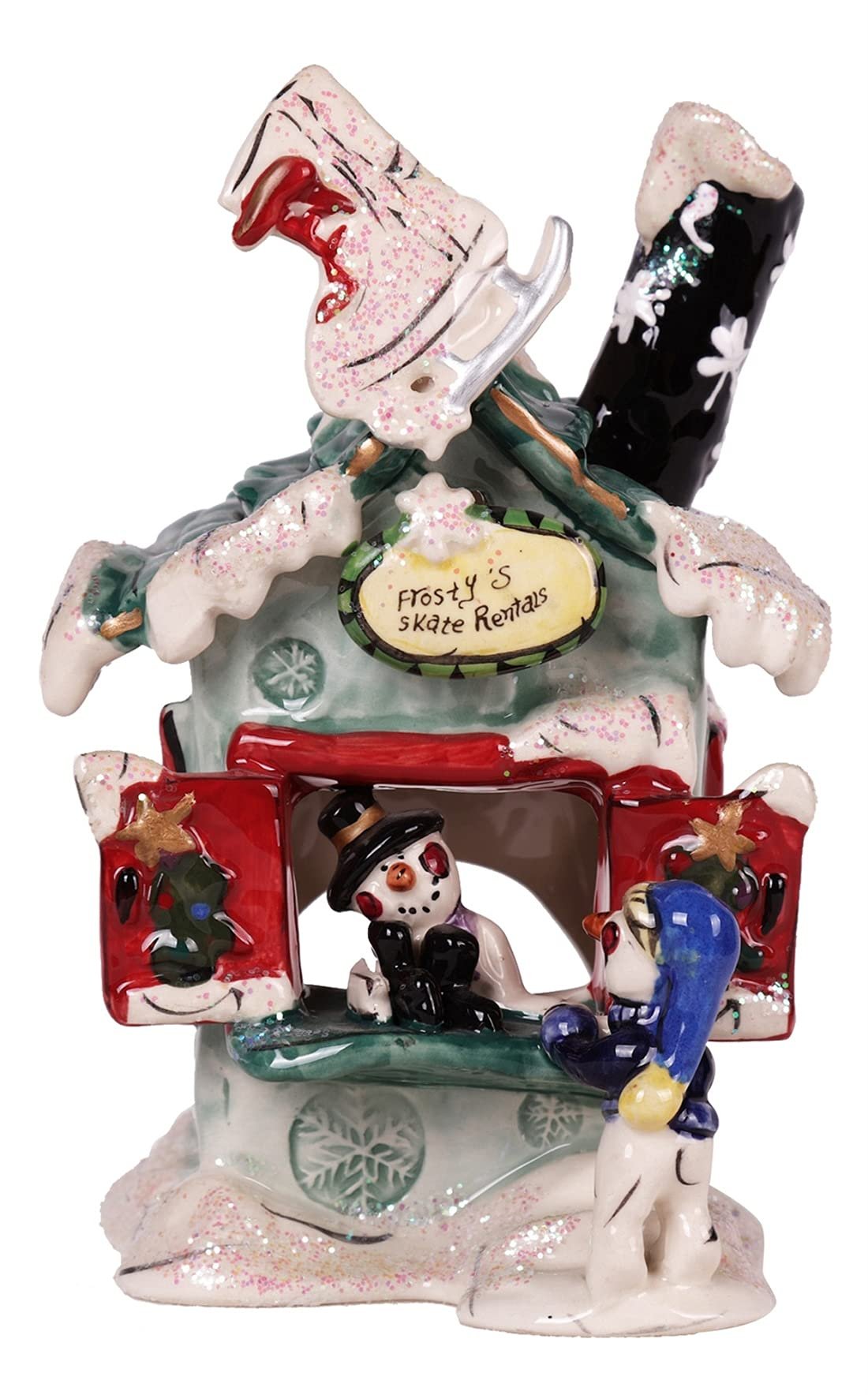 Blue Sky Clayworks 995047 Frosty Skate Rental Candle House, 7-inch Height