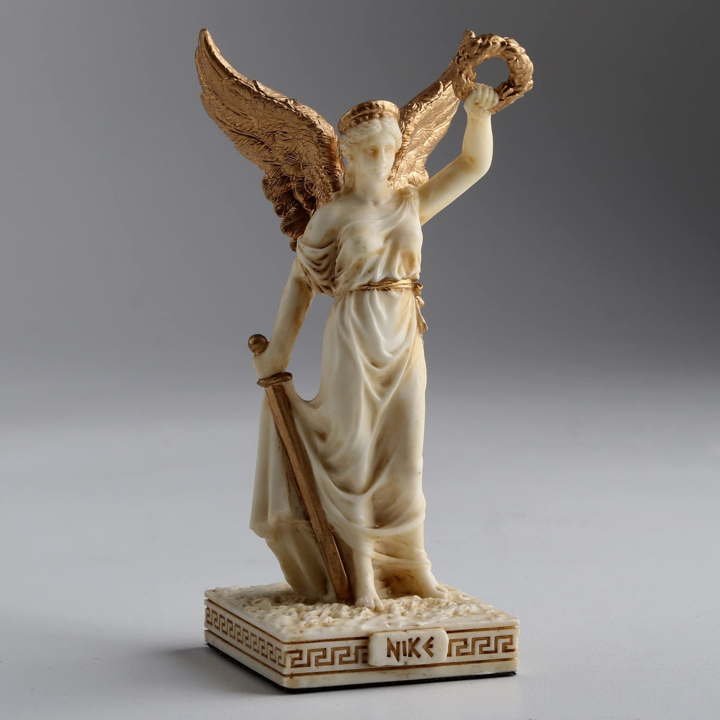 Veronese Design 4 Inch Nike Greek Goddess of Victory Resin Miniature Handpainted White Gold Finish