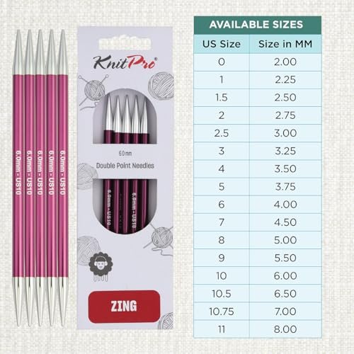 KnitPro Zing Double Pointed Needles 8" (20cm)