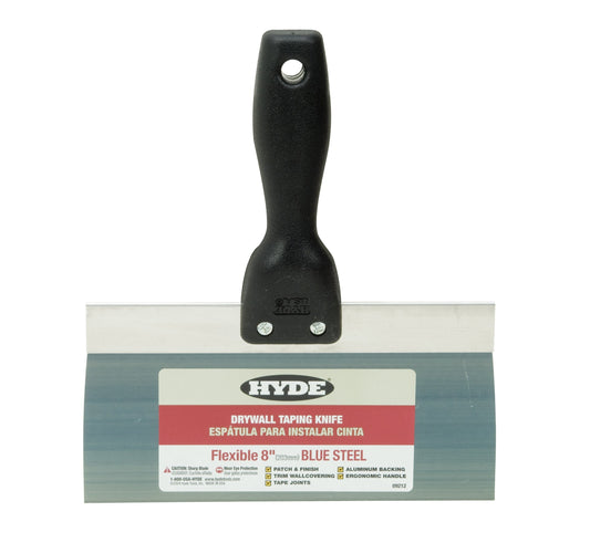 5-Pack of 8” Hyde 09212 Value Series Blue Steel Taping Knife, Flat Back