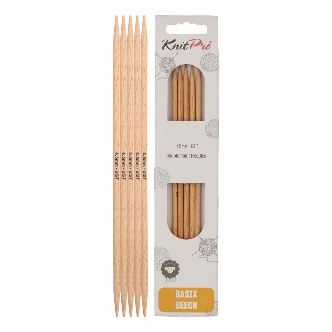 KnitPro Basix Beech Double Pointed Needles 8" (20cm)