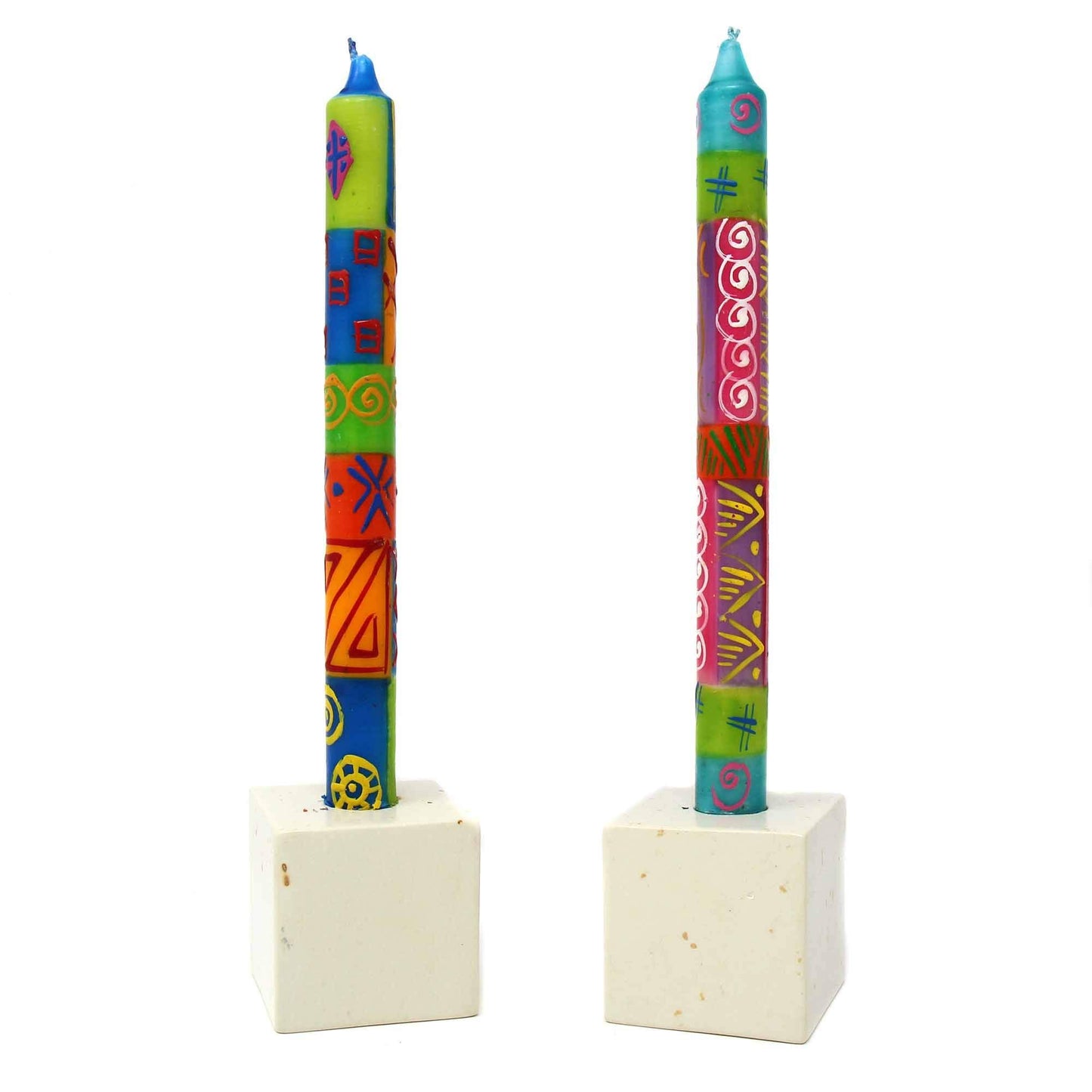 Global Crafts Hand-Painted Unscented Candles in African Designs