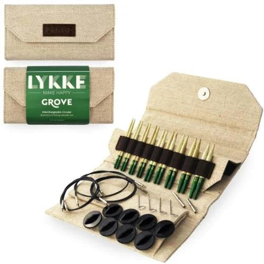 Grove Lykke 3.5 Inch Interchangeable Circular Knitting Needle Set in Beige Jute Canvas Case