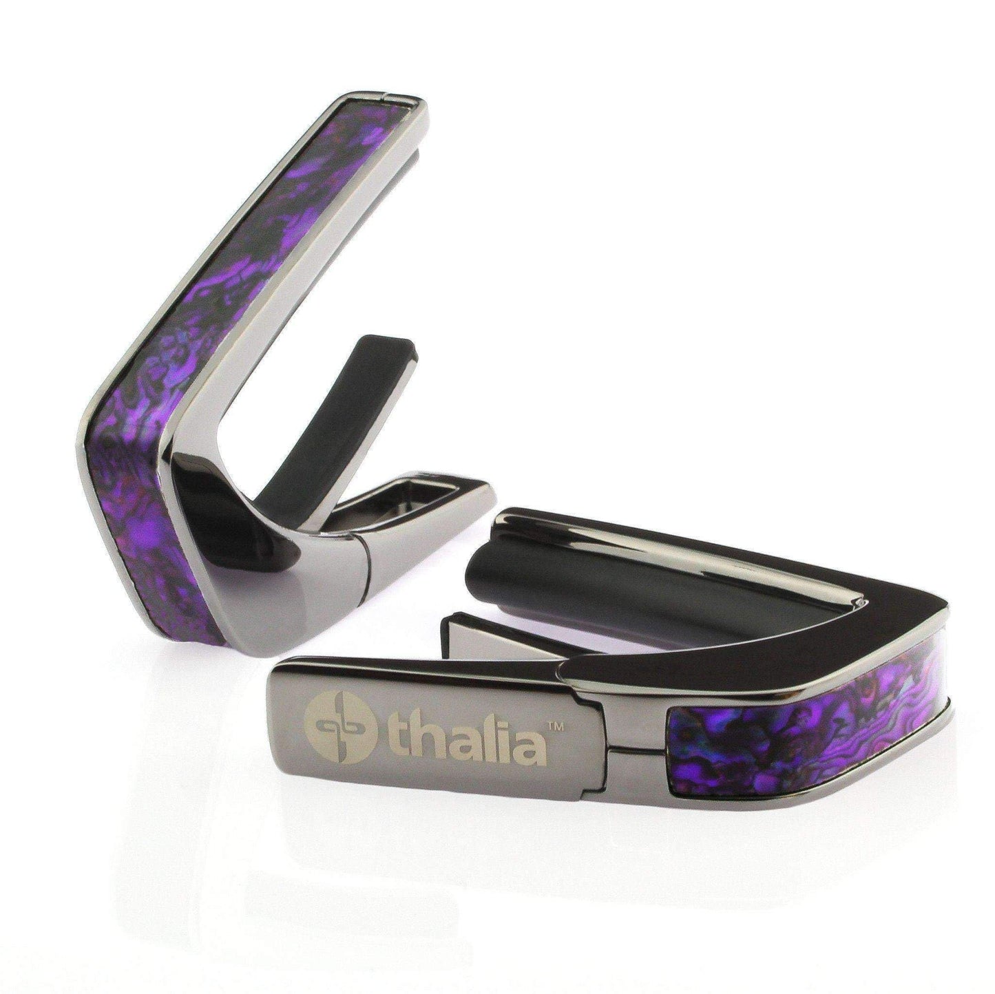 THALIA BLACK CHROME FINISH CAPO WITH PURPLE PAUA INLAY