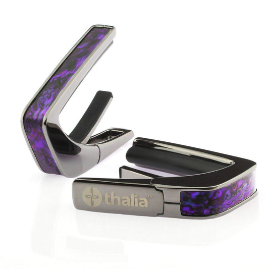 THALIA BLACK CHROME FINISH CAPO WITH PURPLE PAUA INLAY