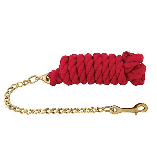 Basic Cotton Lead Rope w/Stud Chain Red