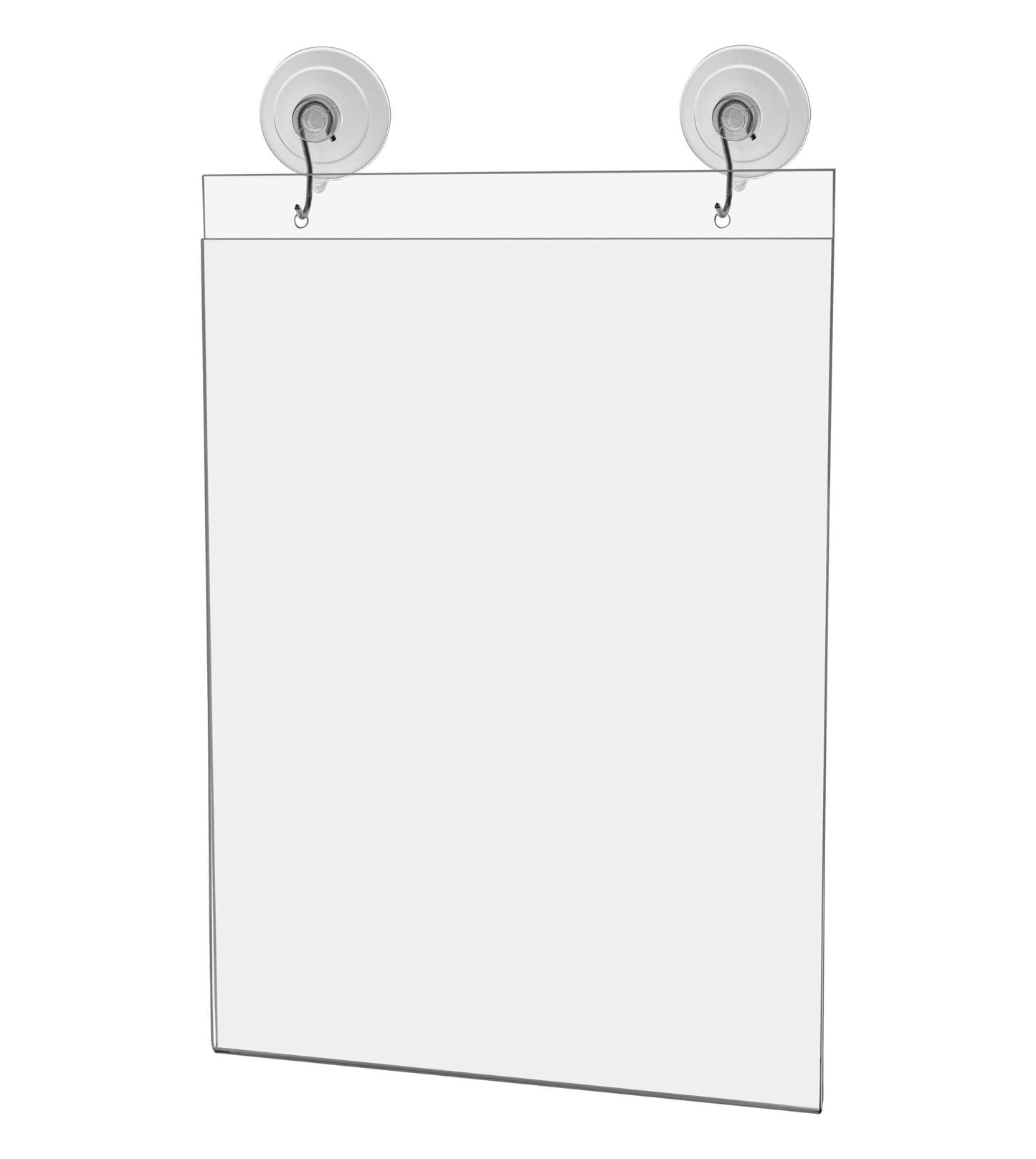 Marketing Holders 2 Pack Window Mount Sign Holder for 8.5" x 11" Advertisements and Hours of Operation in Stores Showrooms and Offices Double Sided View Clear Acrylic with Suction Cup Hooks