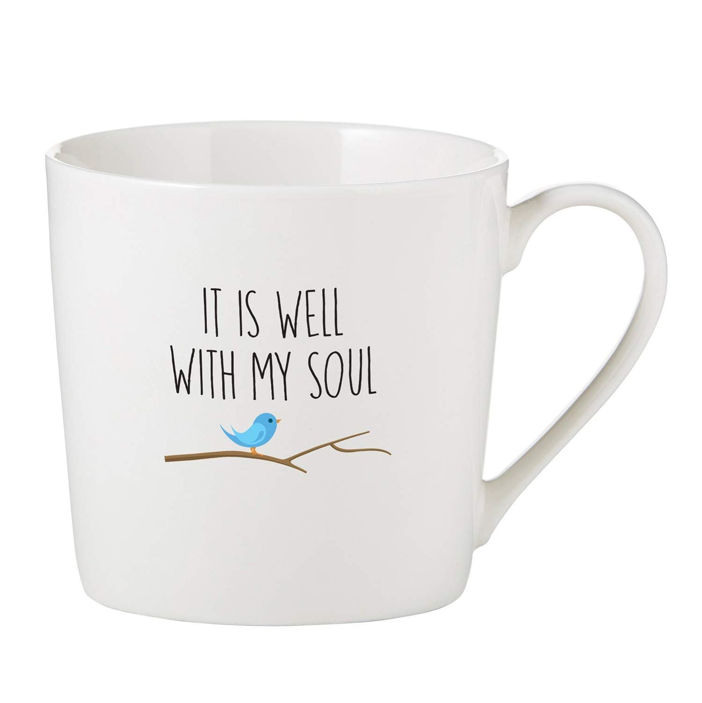 Faithworks Creative Brands Inspirational White Bone China Café Mug/Cup, 14-Ounce, It is Well