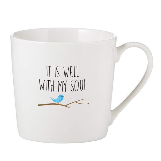 Faithworks Creative Brands Inspirational White Bone China Café Mug/Cup, 14-Ounce, It is Well