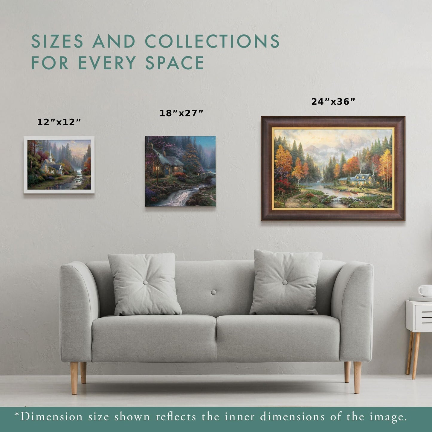 Thomas Kinkade Beside Still Waters 14" x 14" Gallery Wrapped Canvas Art | Frameless Room Wall Art | Certificate of Authenticity Included | Christian Wall Art