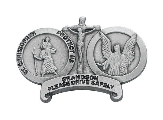 St Christopher Medal Pendant Grandson Visor Clip Visor Clips