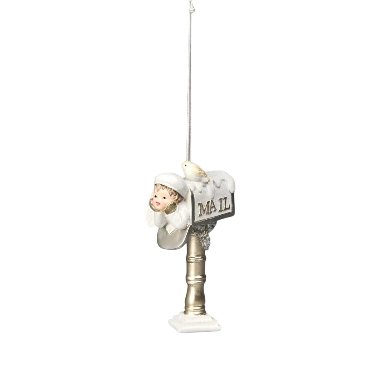 December Diamonds Child in Mailbox Ornament – Hand-Painted Holiday Hanging Decoration