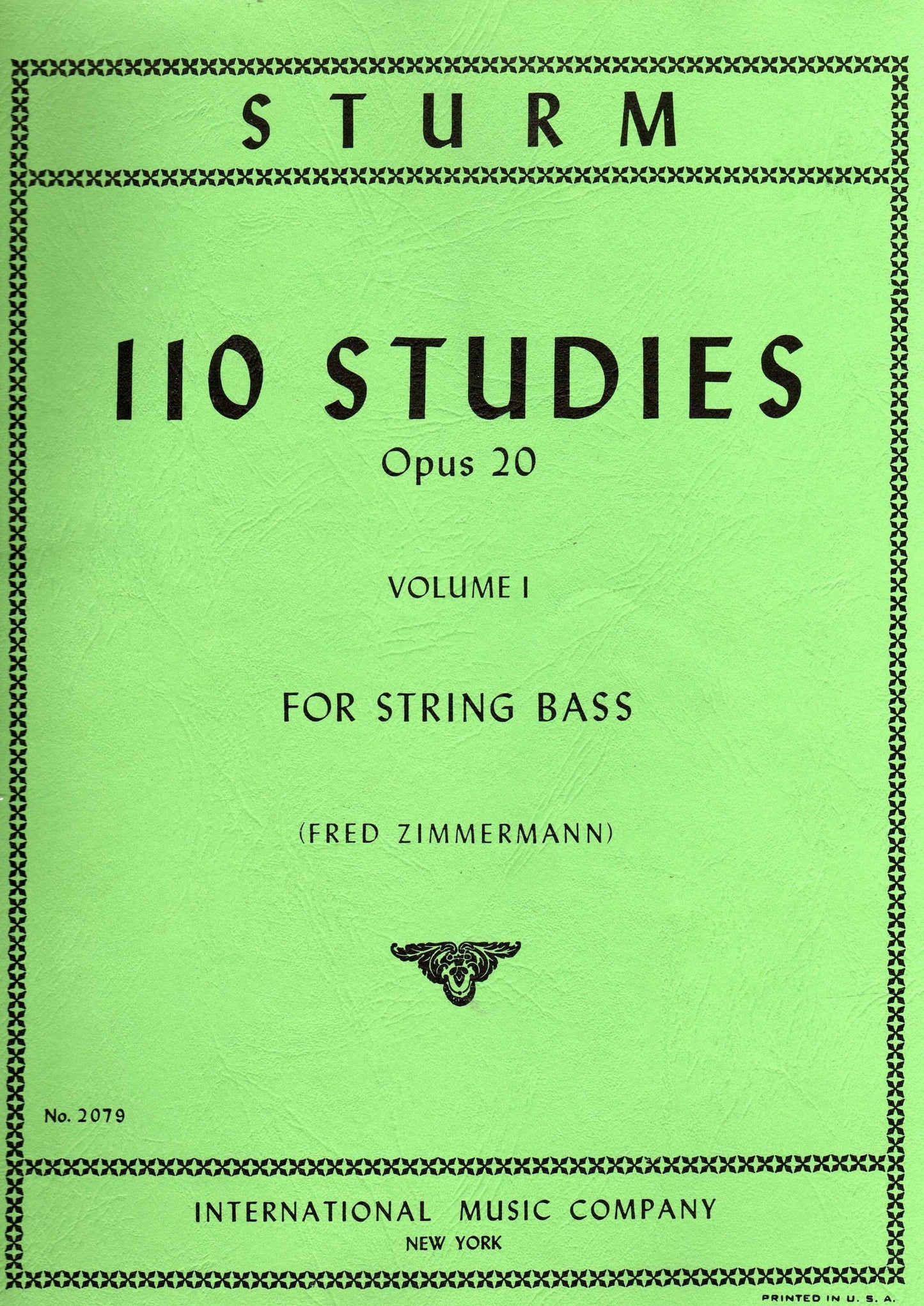 Sturm 110 Studies : Opus 20 : Volume I : For String Bass