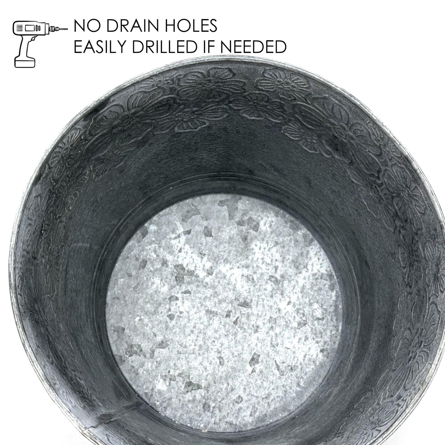 allgala llgala Galvanized Planter Pot Indoor and Outdoor Decoration-Round