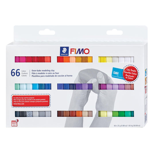 STAEDTLER FIMO Soft Polymer Clay - Oven Bake Clay for Jewelry, Sculpting, Crafting, 66 Pieces, Assorted Colors, 8023 C66-1