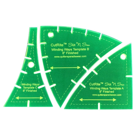 Quilter's Paradise Slit N Sew Winding Ways Set Templates - Acrylic